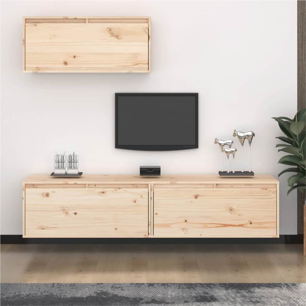 

TV Cabinets 3 pcs Solid Wood Pine