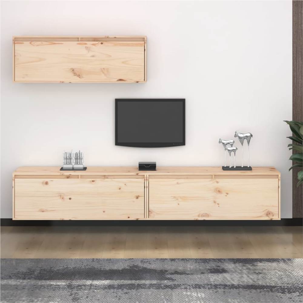 

TV Cabinets 3 pcs Solid Wood Pine