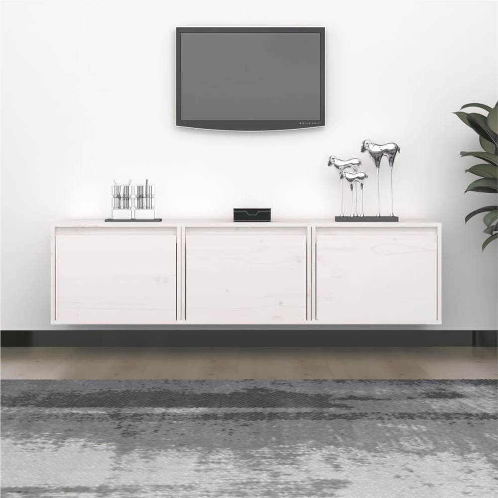 

TV Cabinets 3 pcs White Solid Wood Pine