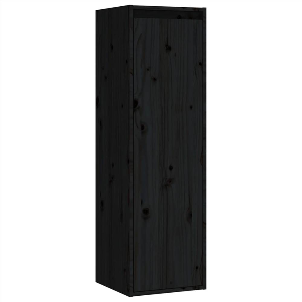 TV 4 pcs Black Solid Wood Pine