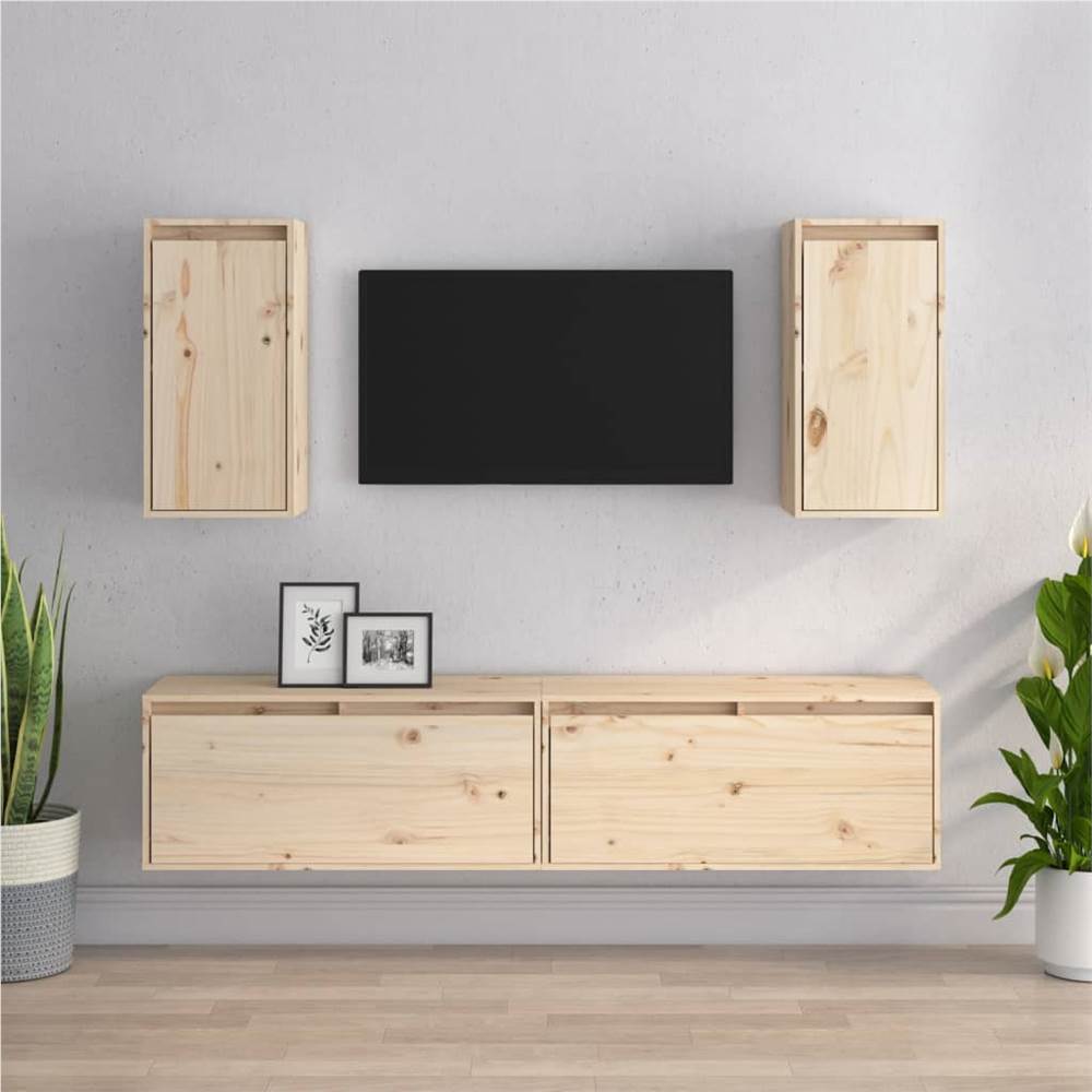 

TV Cabinets 4 pcs Solid Wood Pine