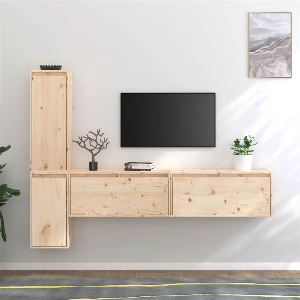 

TV Cabinets 4 pcs Solid Wood Pine