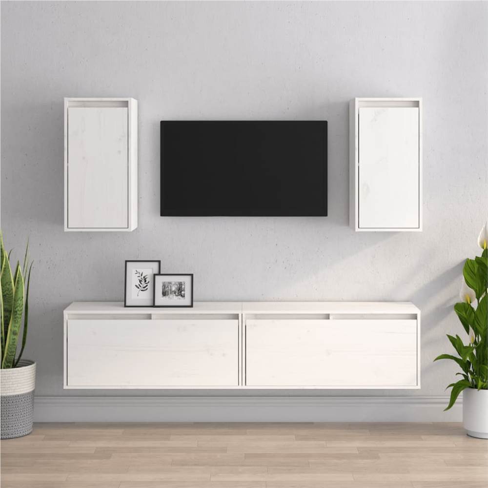 

TV Cabinets 4 pcs White Solid Wood Pine