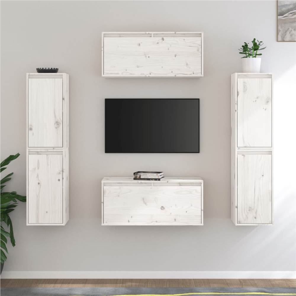 

TV Cabinets 6 pcs White Solid Wood Pine