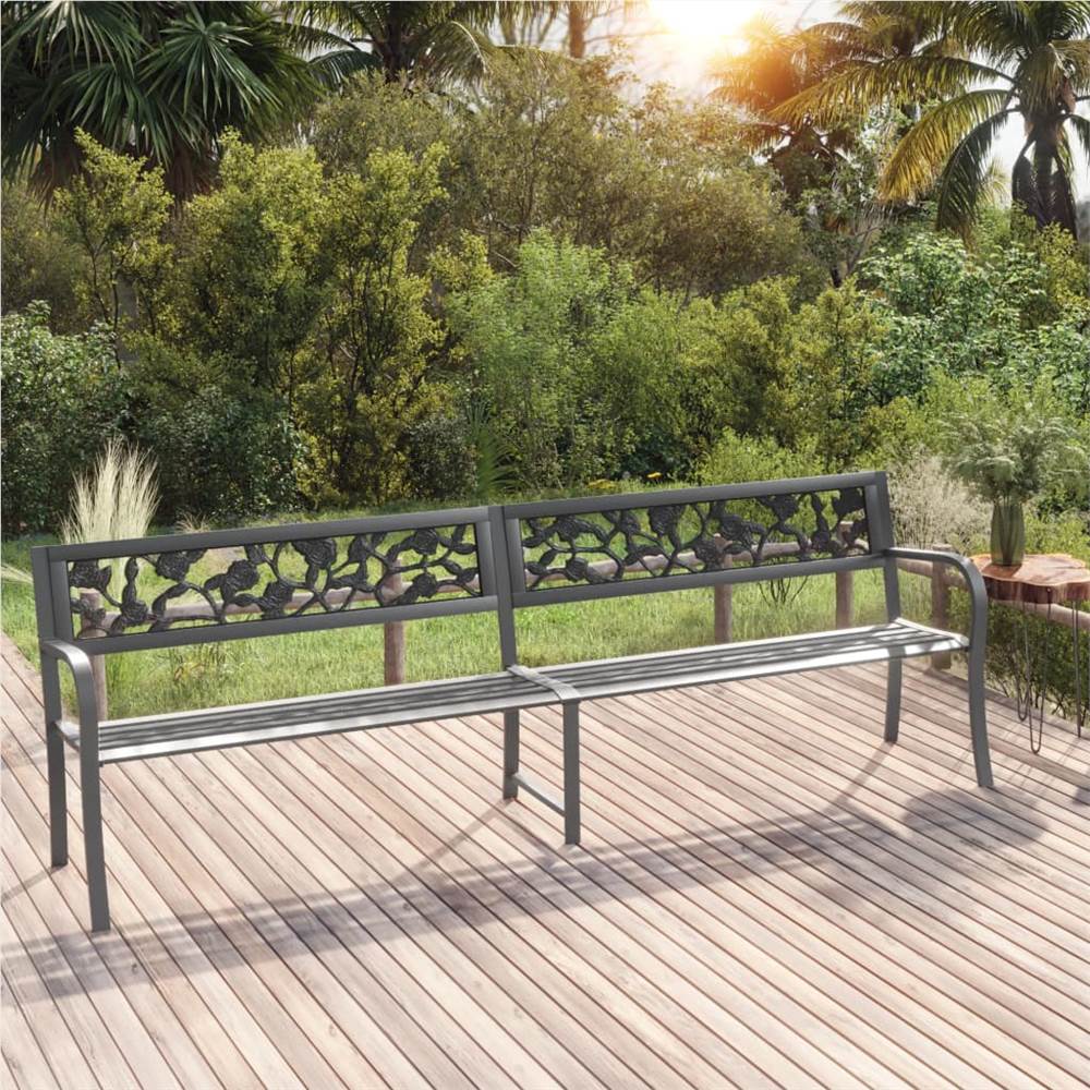 

Twin Garden Bench 246 cm Grey Steel