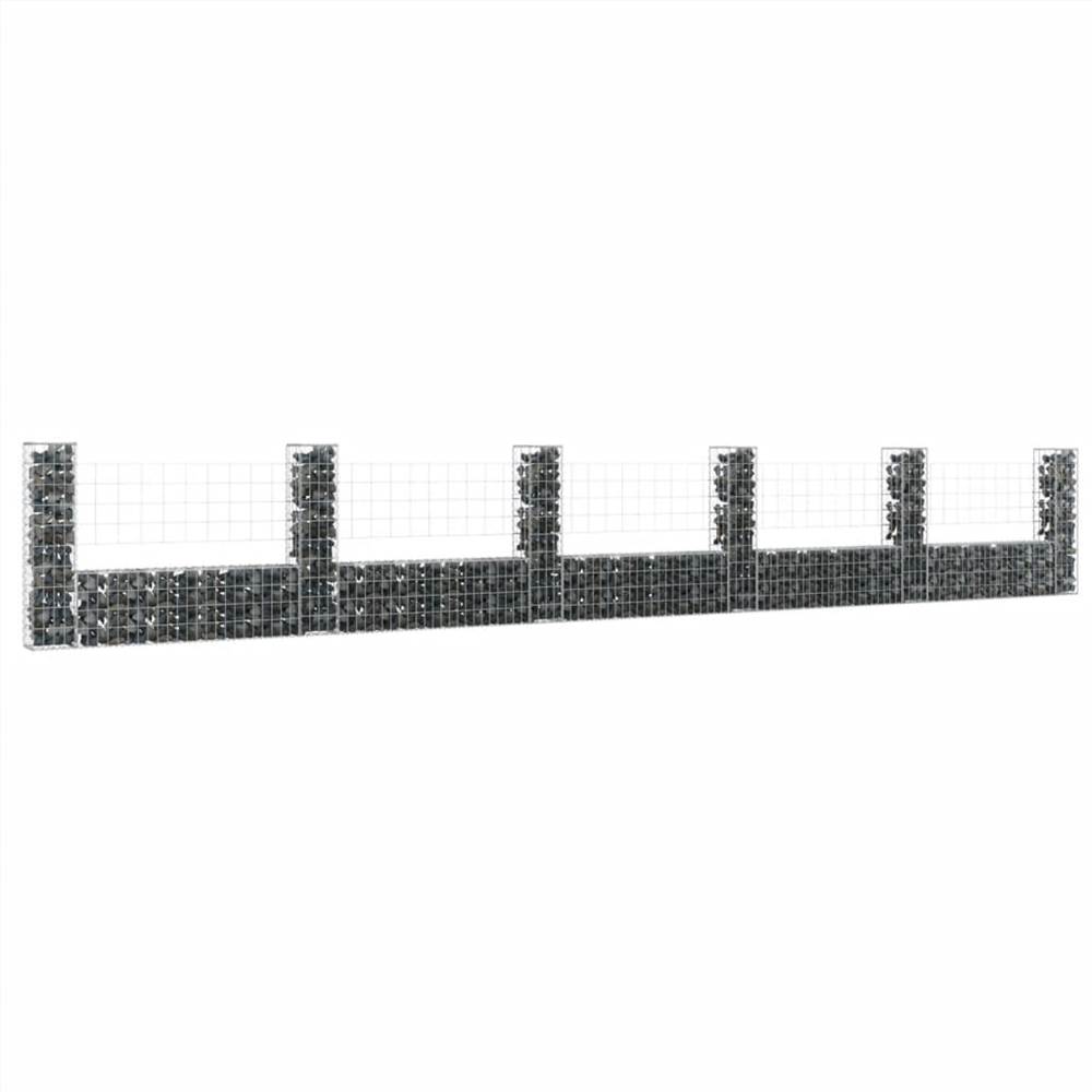 

U-shape Gabion Basket with 6 Posts Iron 620x20x100 cm