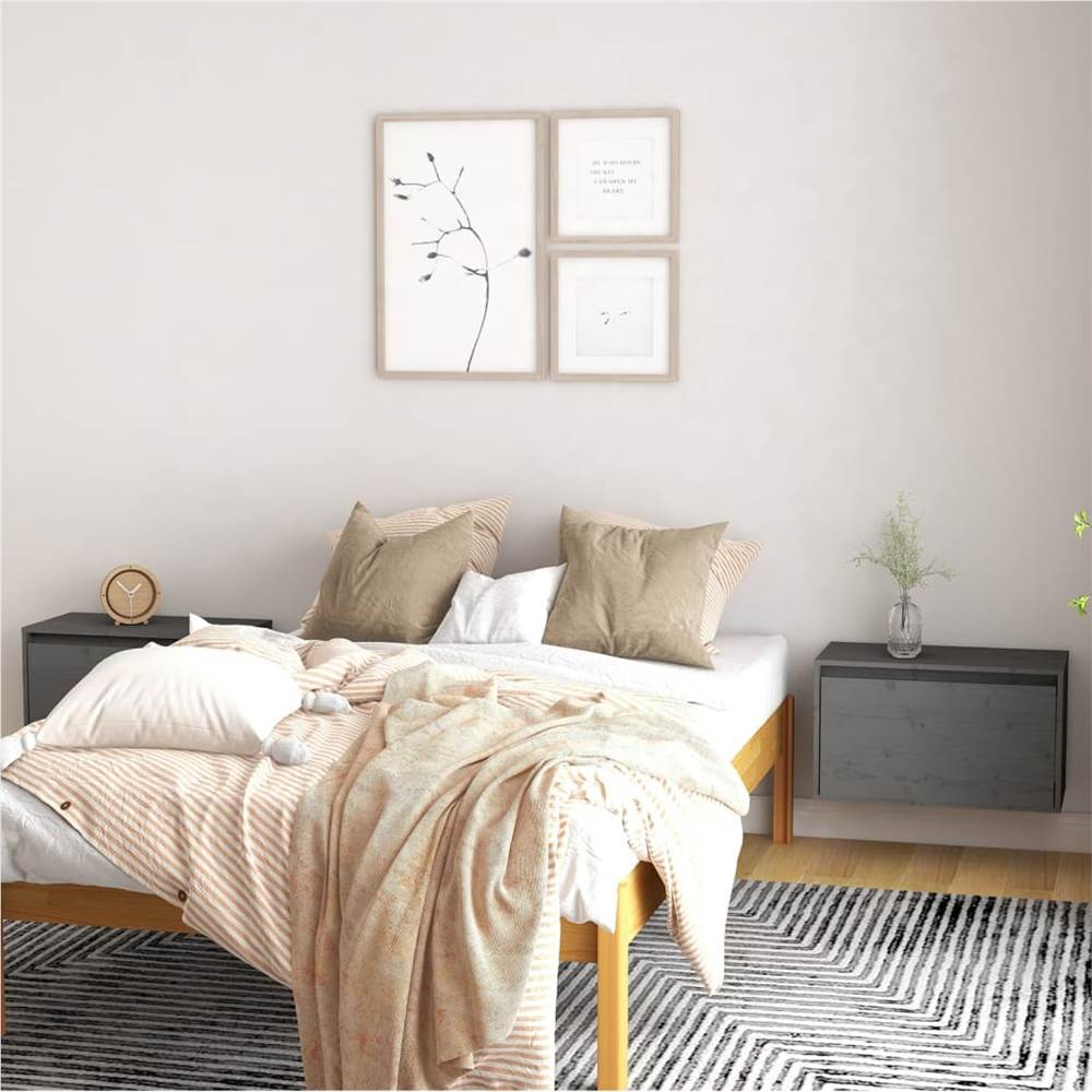 

Wall Cabinets 2 pcs Grey 60x30x35 cm Solid Pinewood