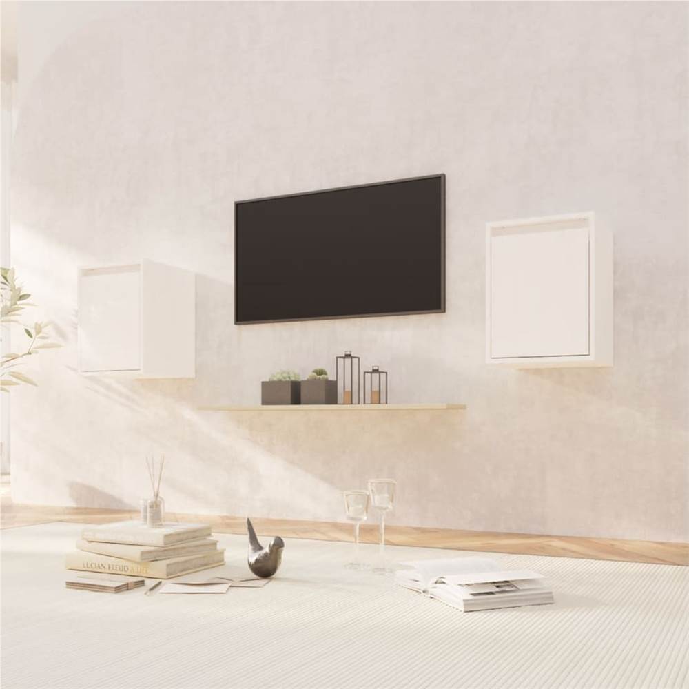 

Wall Cabinets 2 pcs White 30x30x40 cm Solid Wood Pine