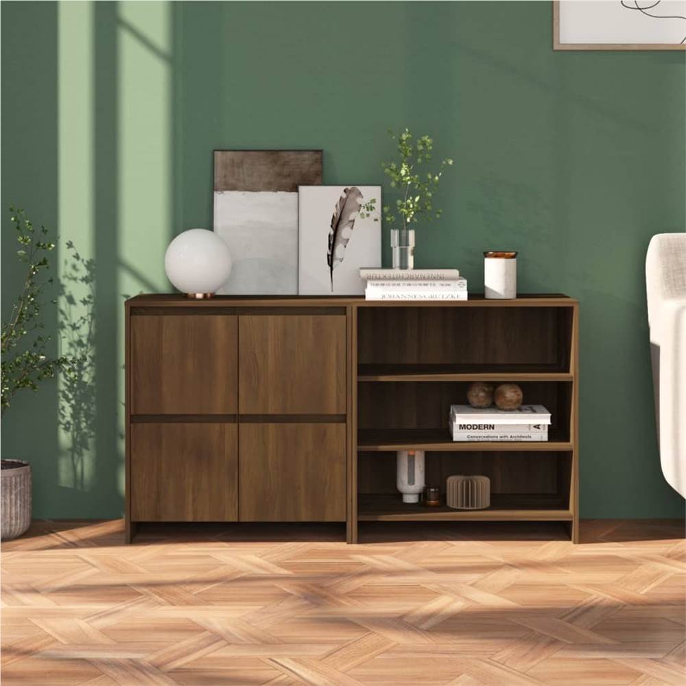 

2 Piece Sideboard Brown Oak Engineered Wood