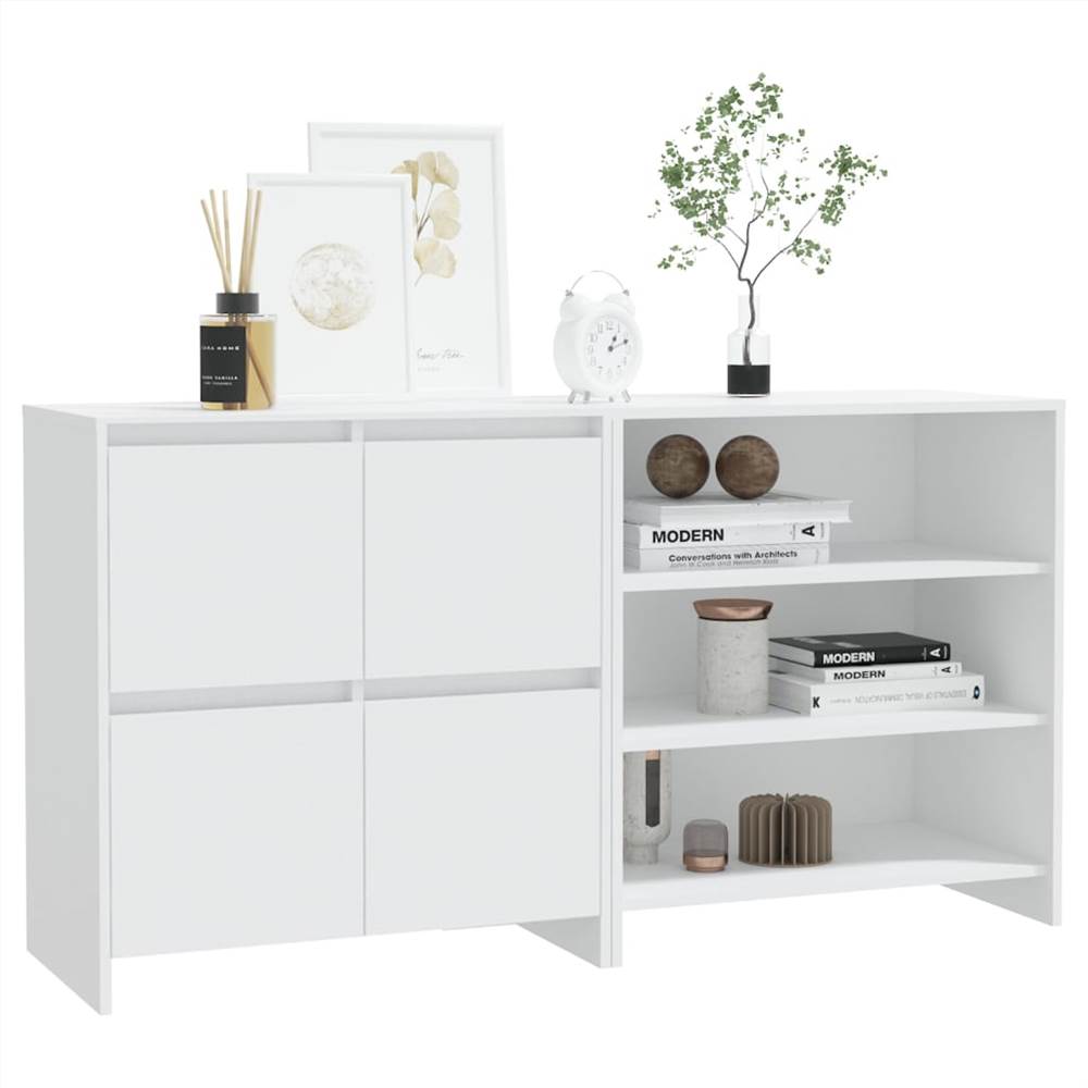 2 Piece Sideboard White Engineered Wood
