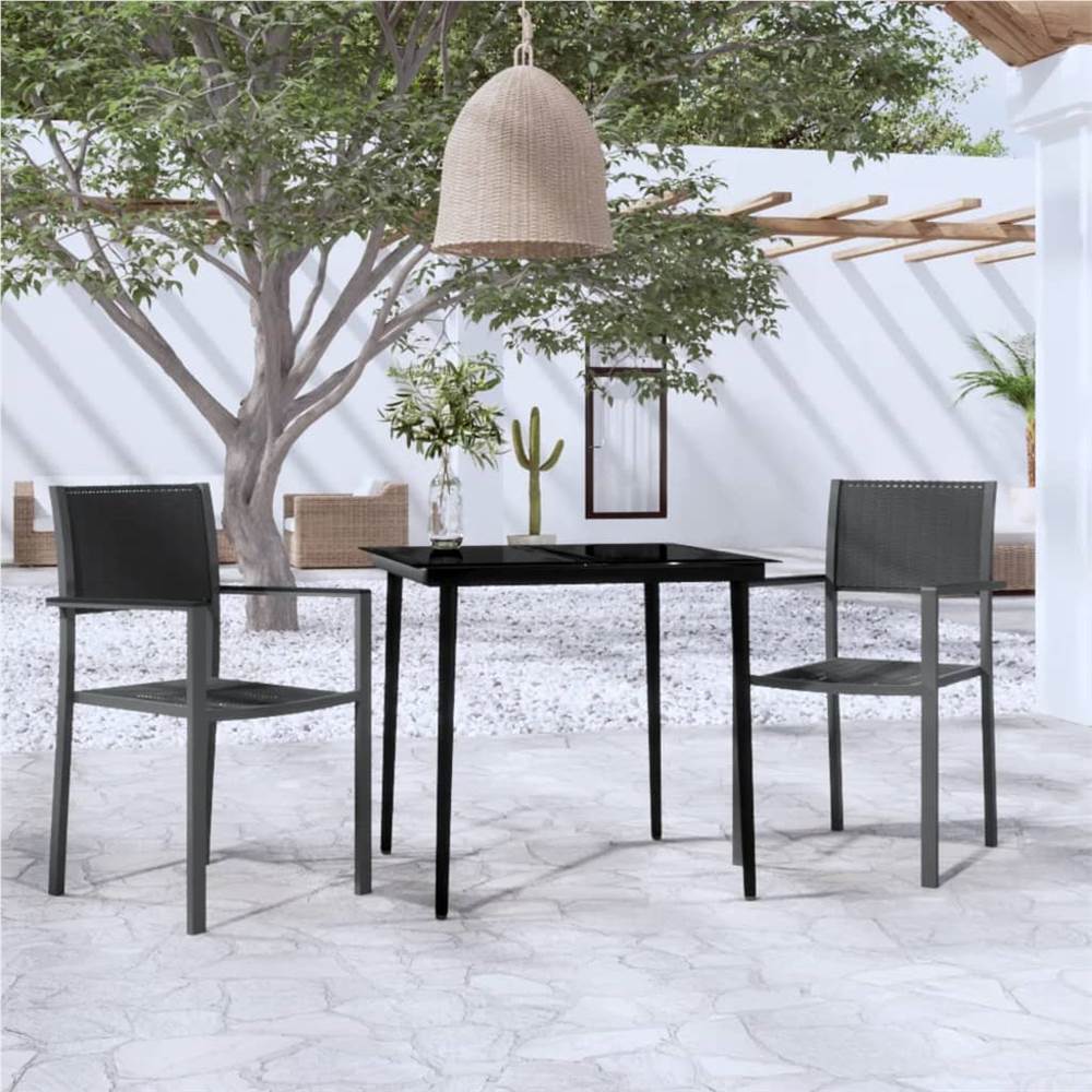 

3 Piece Garden Dining Set Black