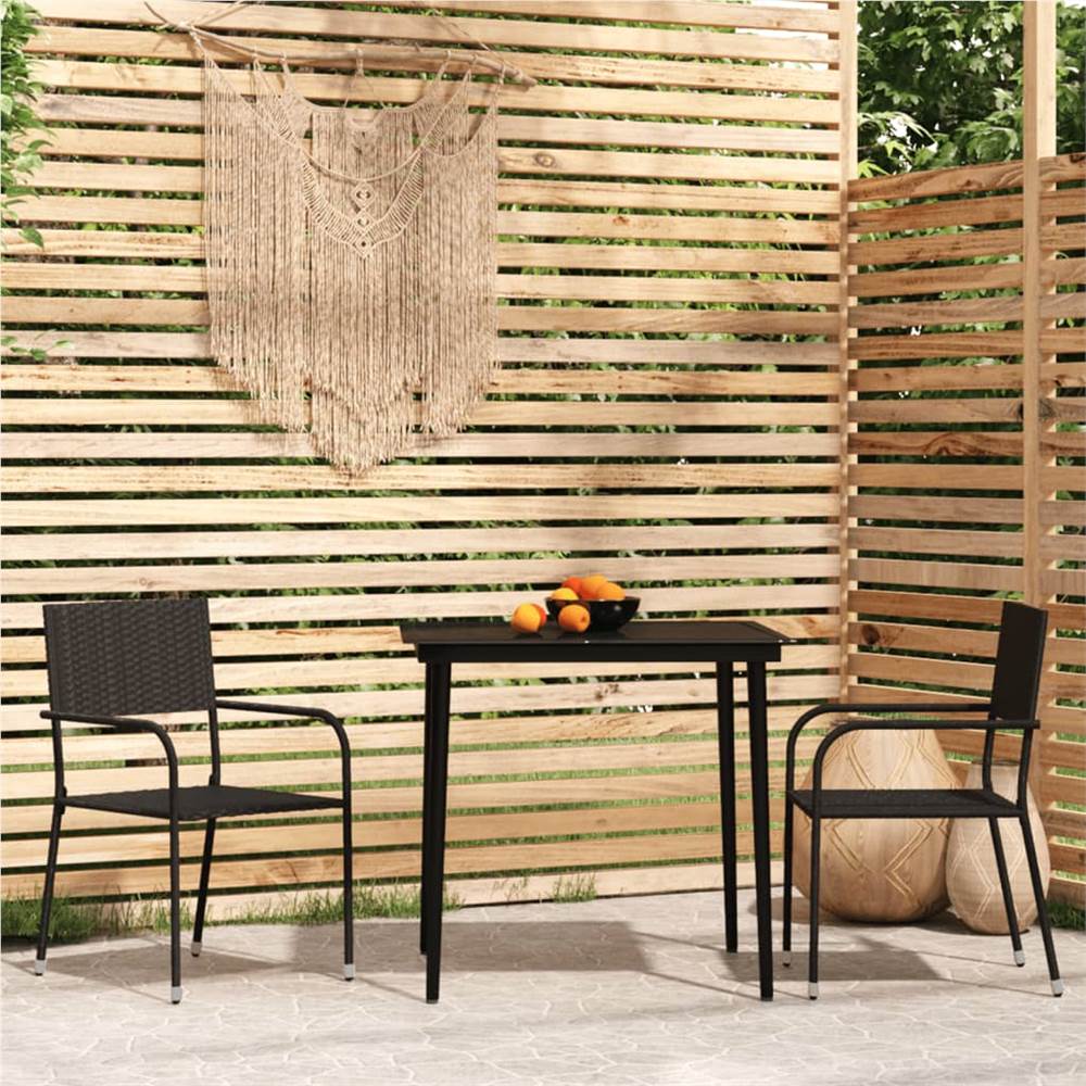 

3 Piece Garden Dining Set Black