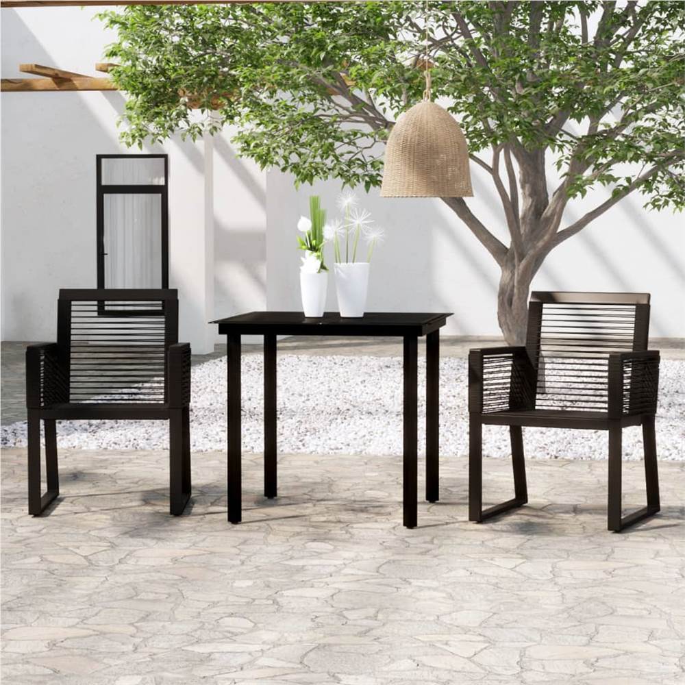 

3 Piece Garden Dining Set Black