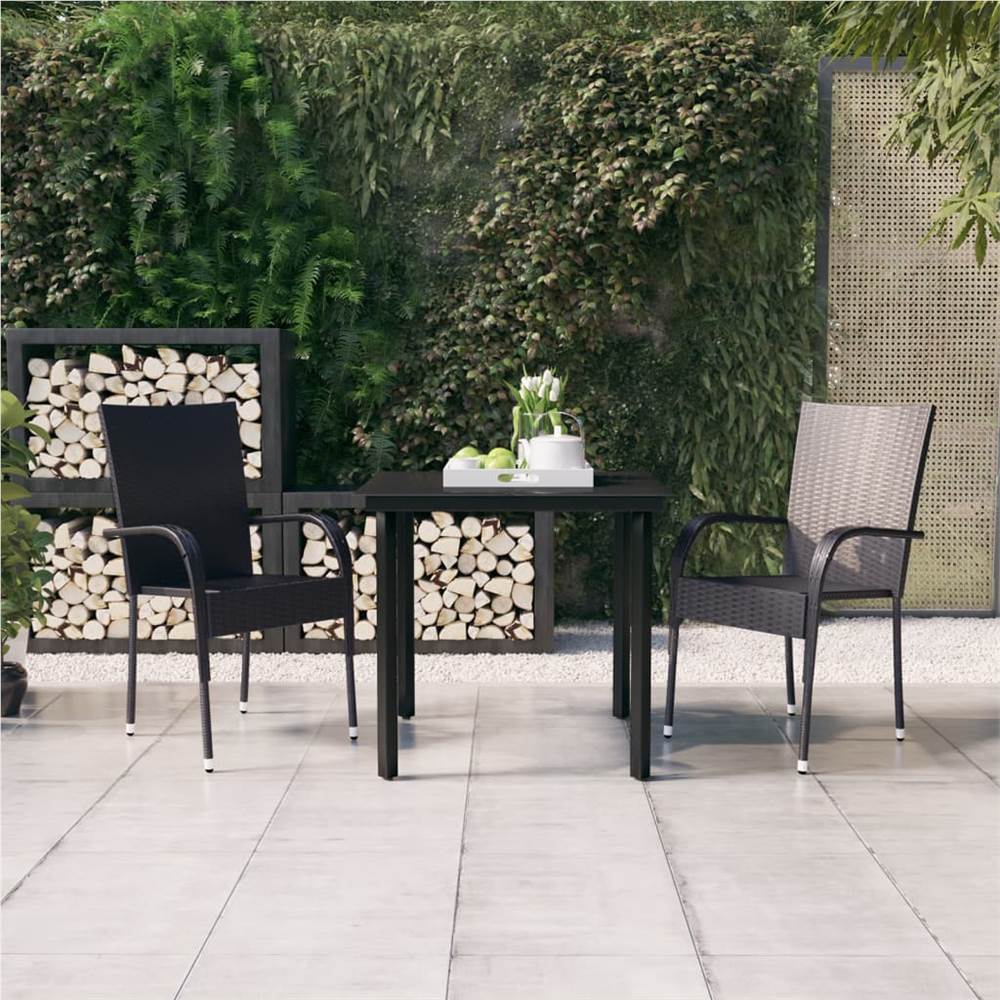 

3 Piece Outdoor Dining Set Black