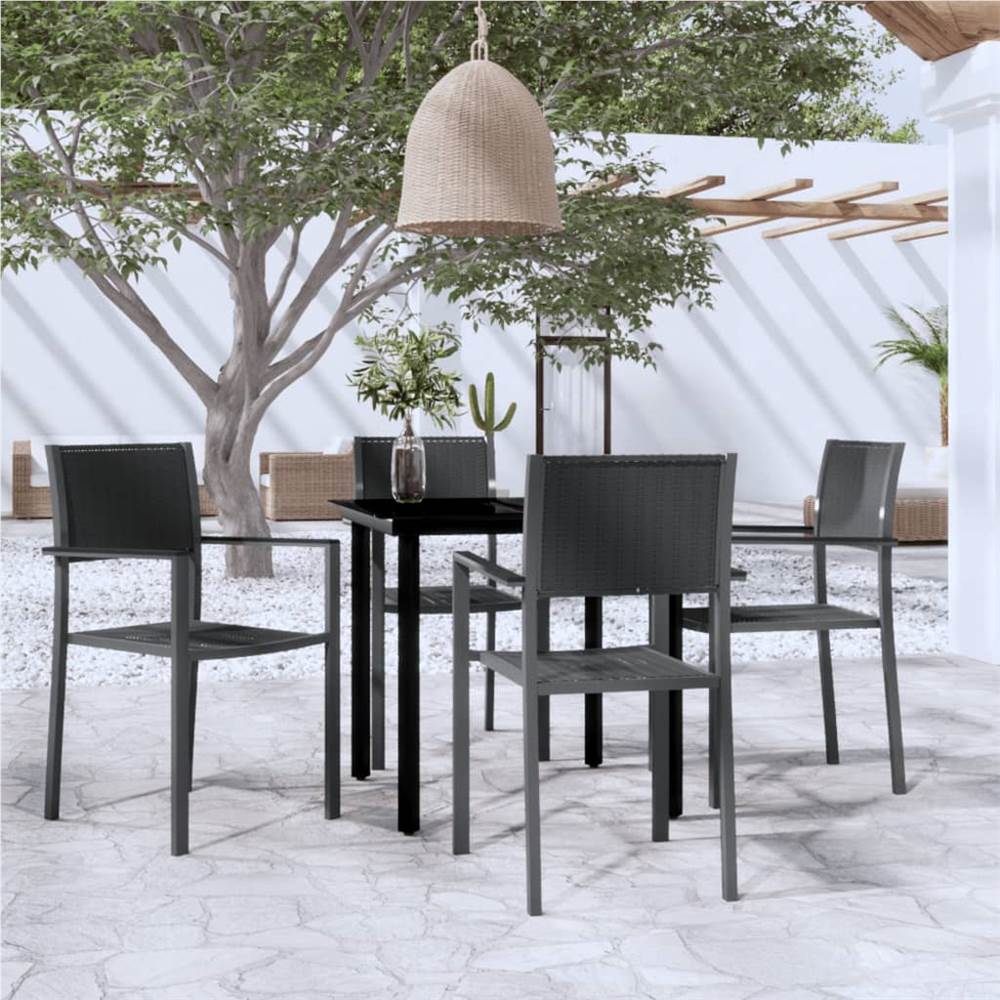 

5 Piece Garden Dining Set Black