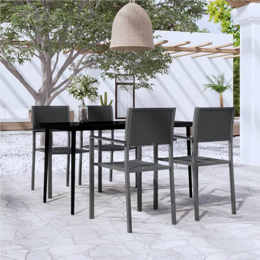 

5 Piece Garden Dining Set Black