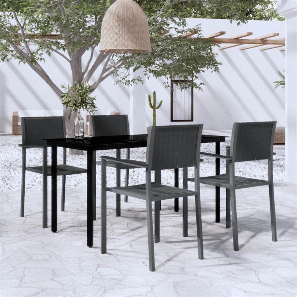 

5 Piece Garden Dining Set Black