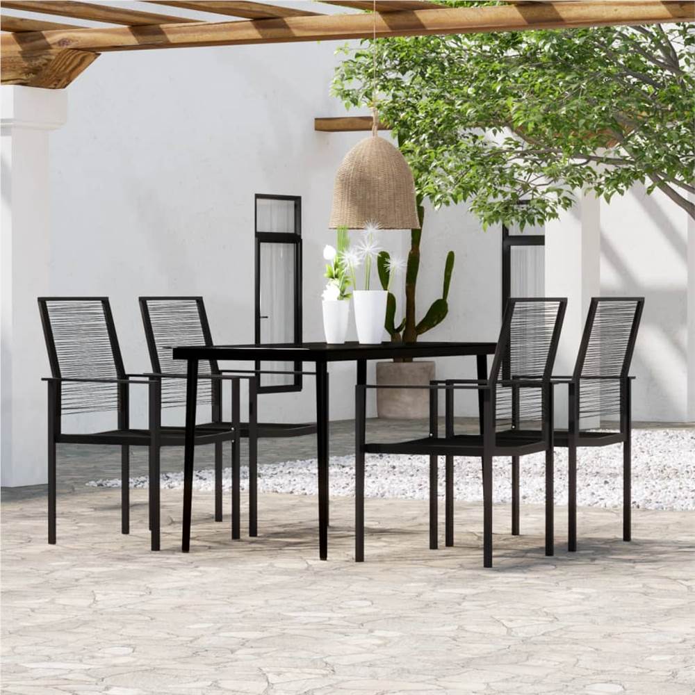 

5 Piece Garden Dining Set Black