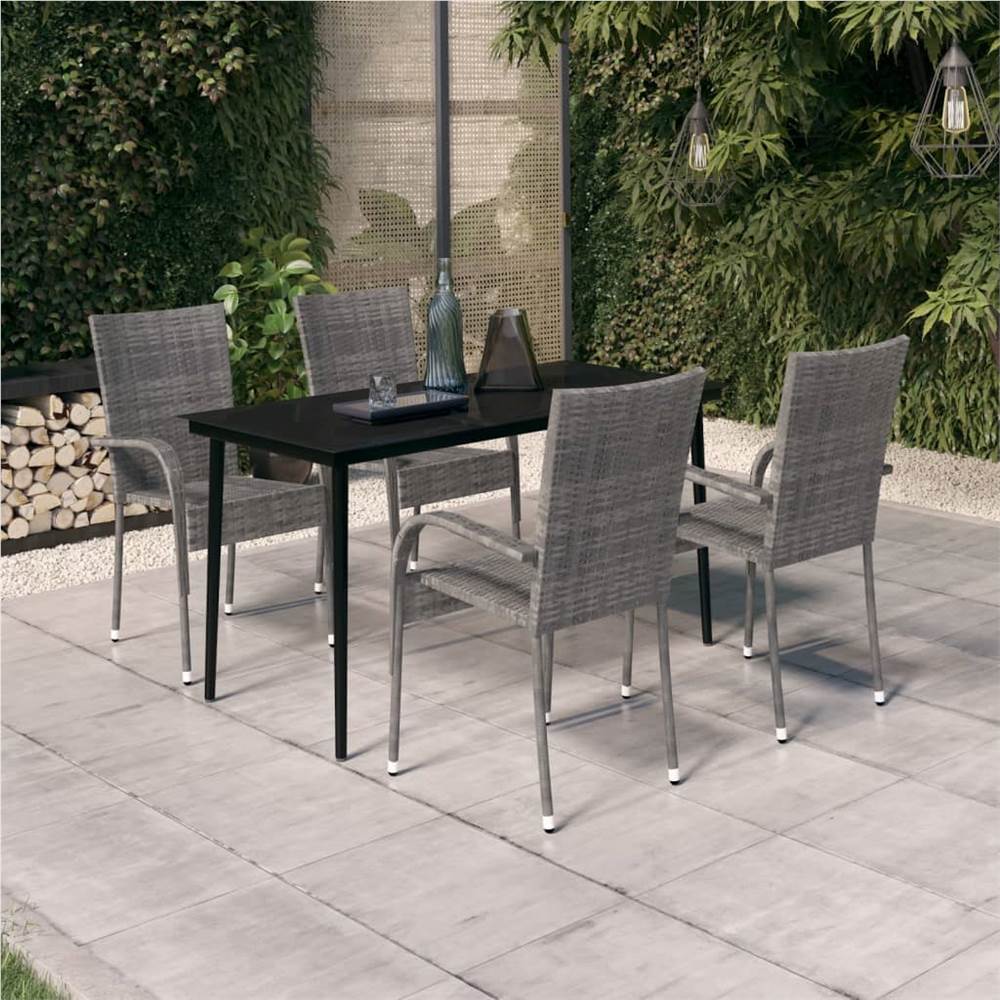 

5 Piece Garden Dining Set Grey and Black