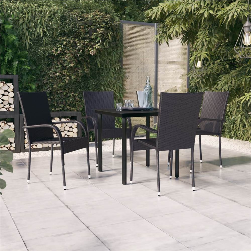

5 Piece Outdoor Dining Set Black