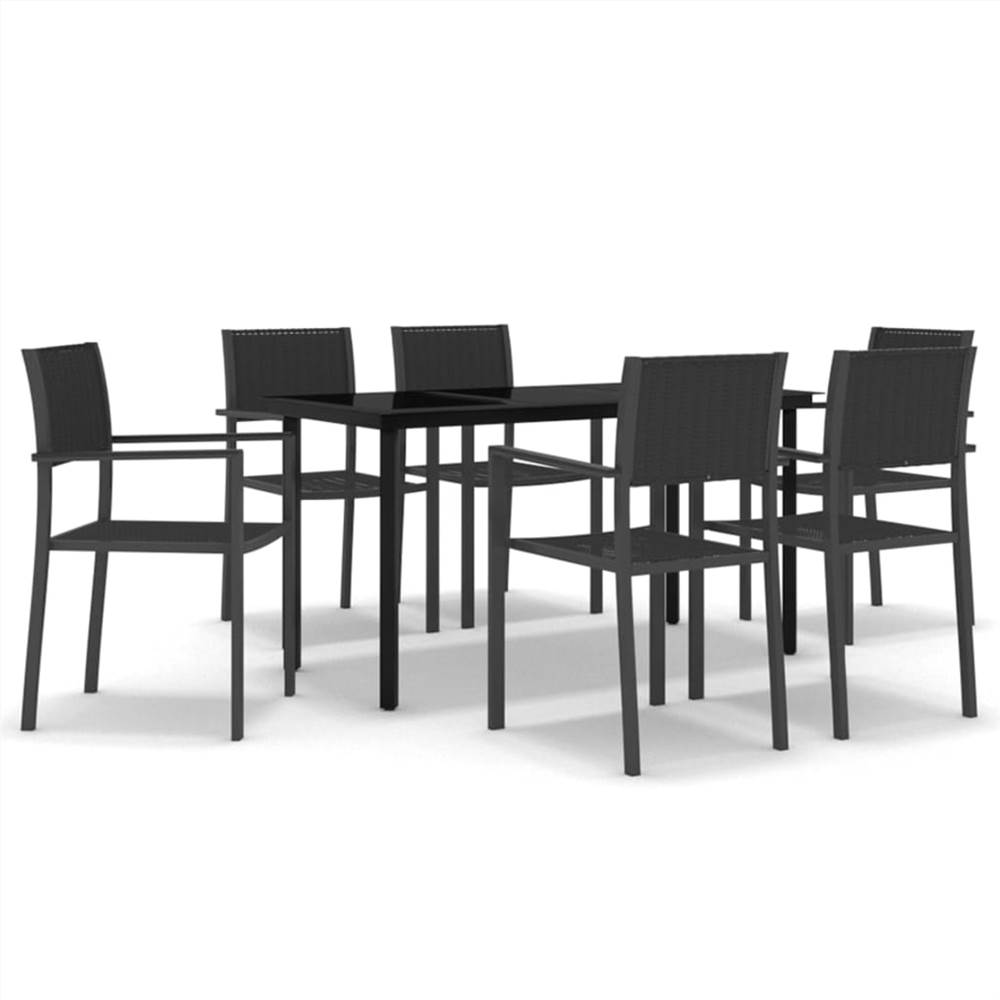 7 Piece Garden Dining Set Black