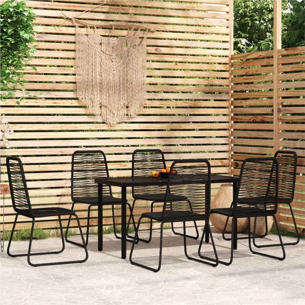 

7 Piece Garden Dining Set Black