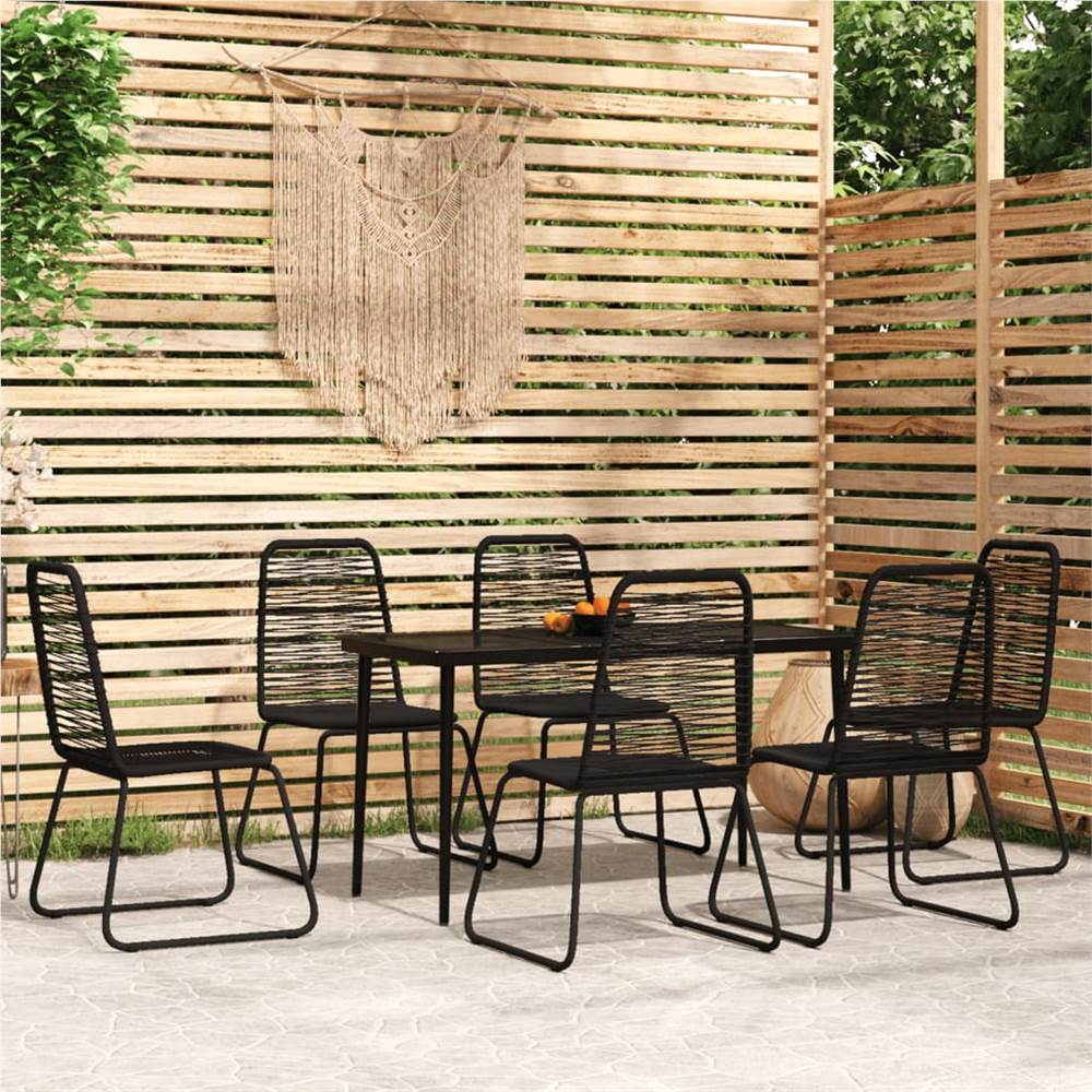 

7 Piece Garden Dining Set Black