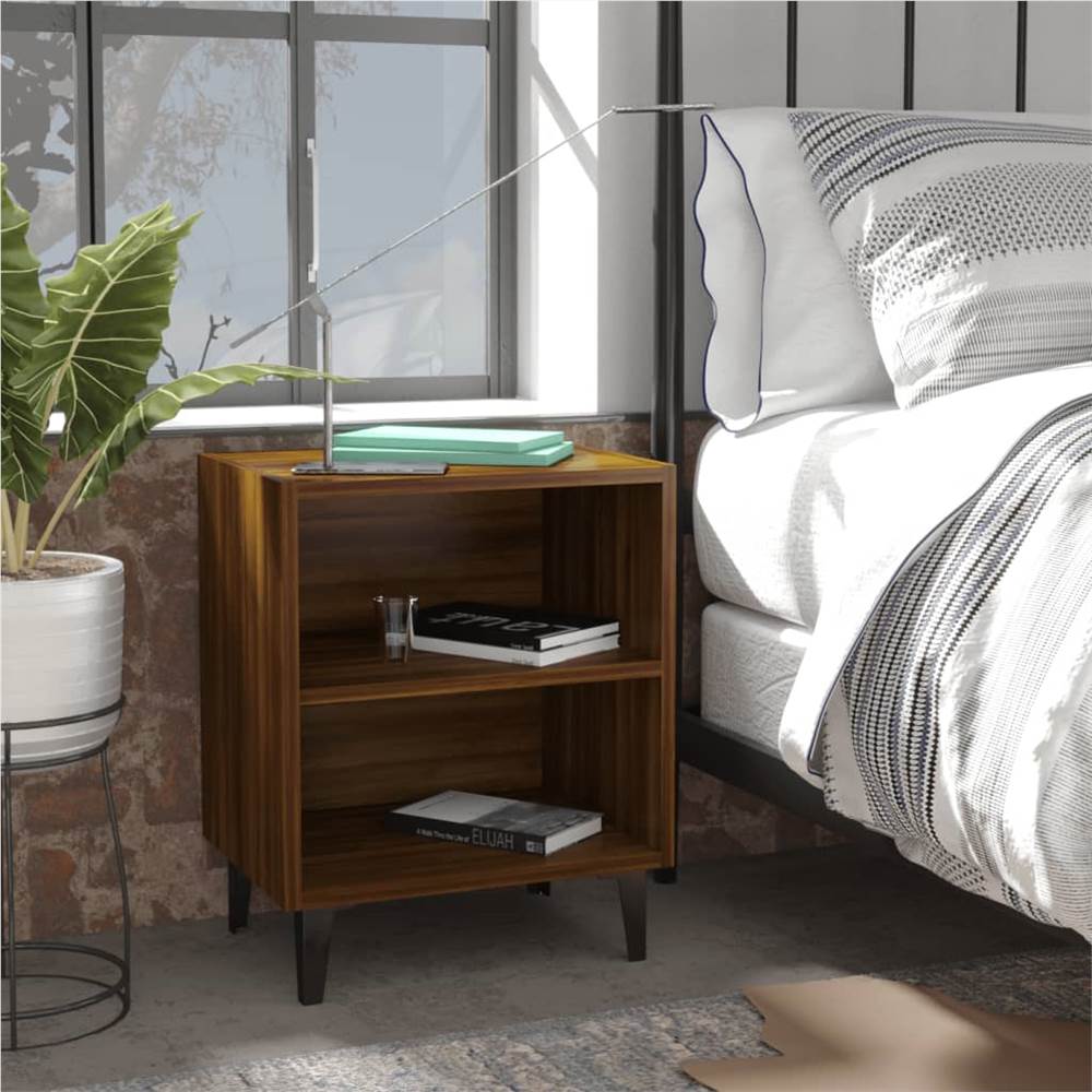 

Bed Cabinet with Metal Legs Brown Oak 40x30x50 cm