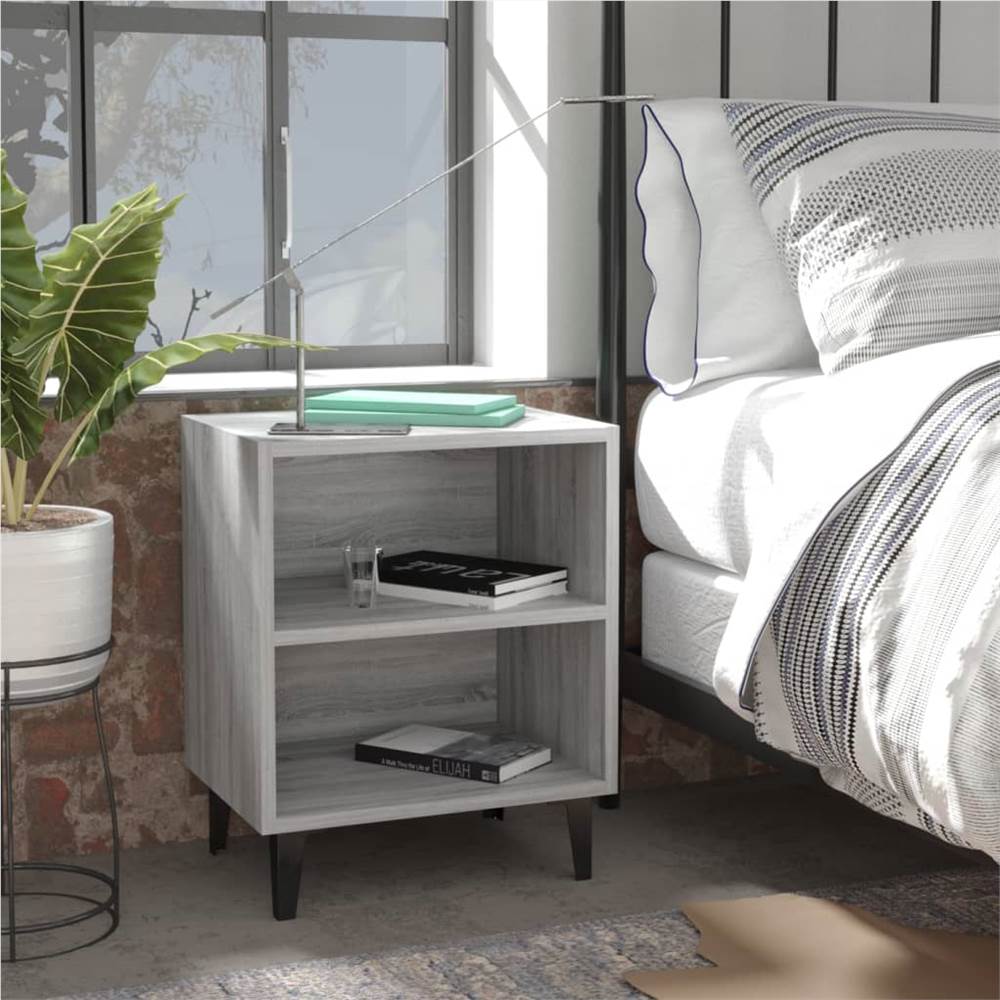 

Bed Cabinet with Metal Legs Grey Sonoma 40x30x50 cm