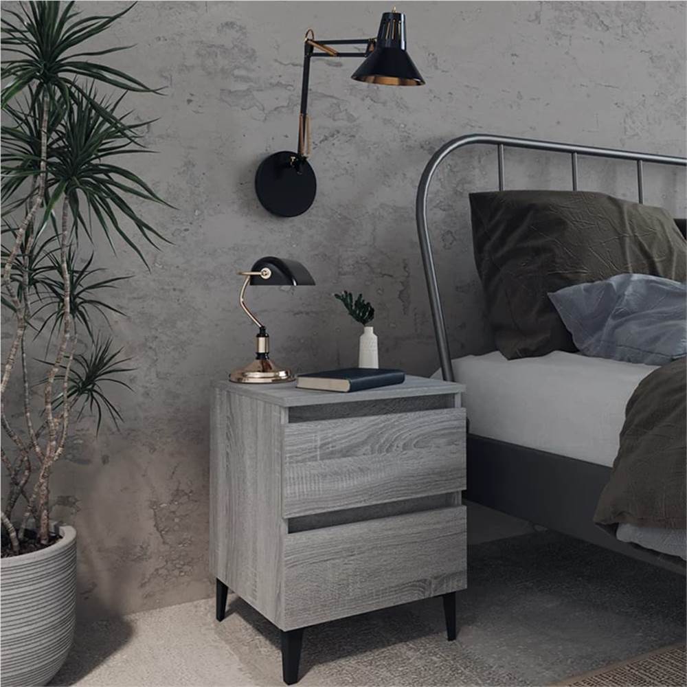 

Bed Cabinet with Metal Legs Grey Sonoma 40x35x50 cm