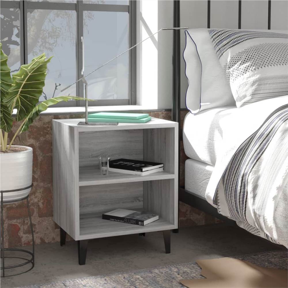 Bed Cabinets with Metal Legs 2 pcs Grey Sonoma 40x30x50 cm