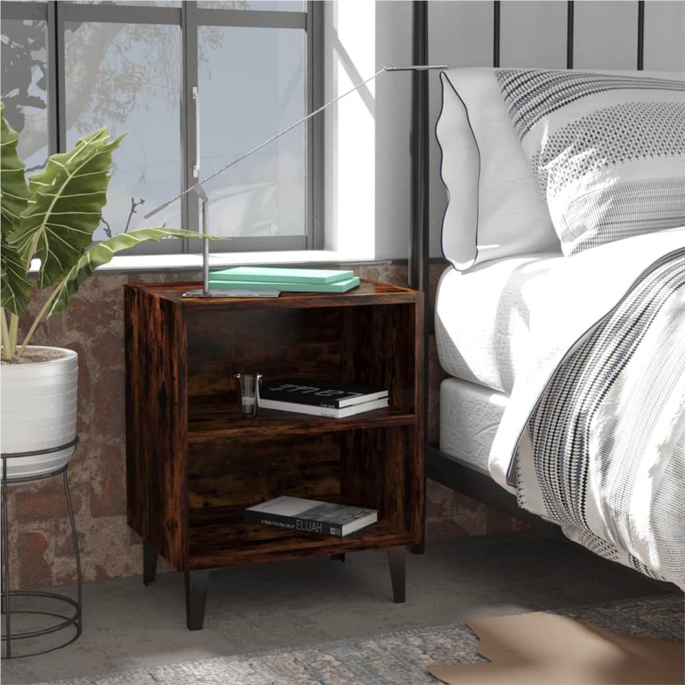 

Bed Cabinets with Metal Legs 2 pcs Smoked Oak 40x30x50 cm