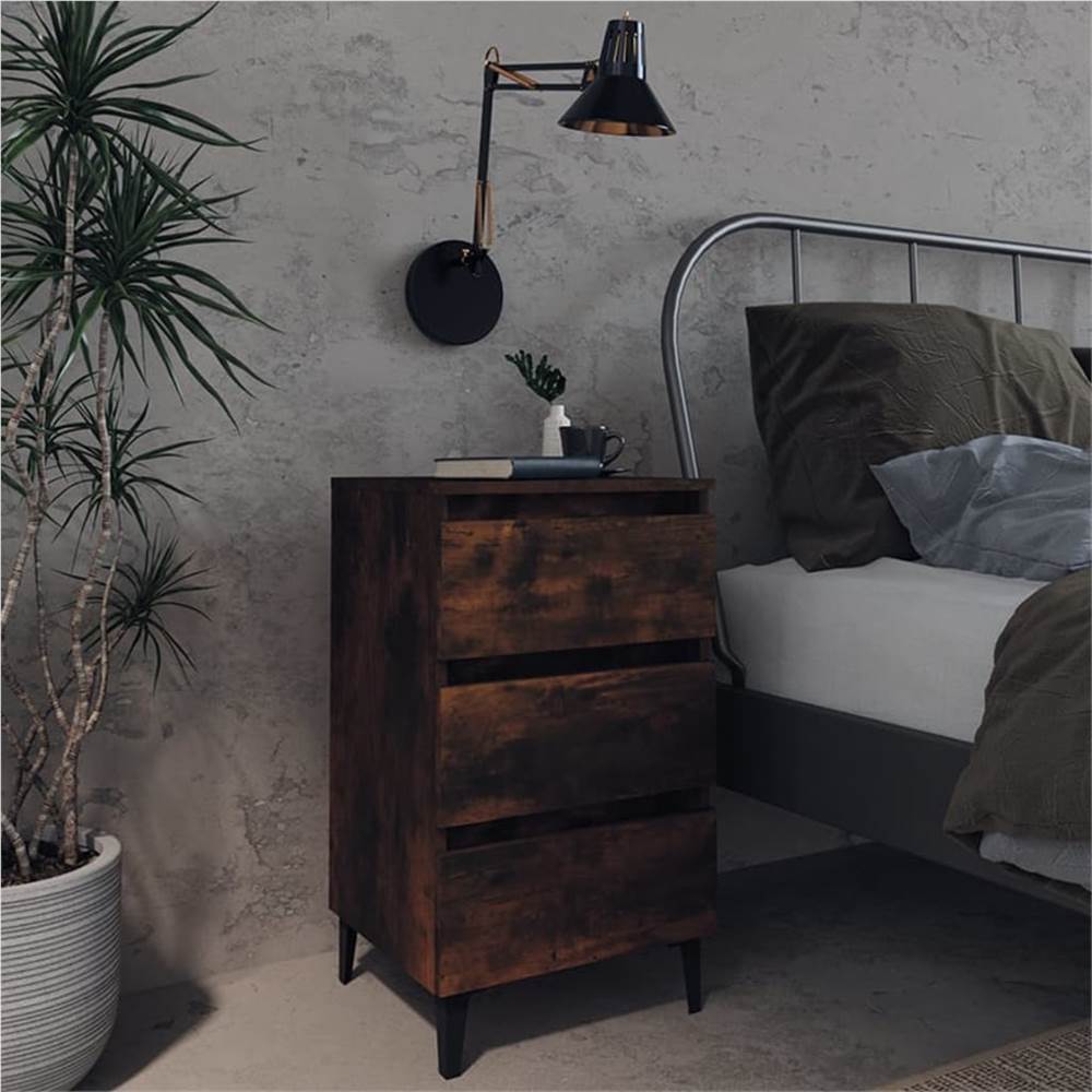 

Bed Cabinets with Metal Legs 2 pcs Smoked Oak 40x35x69 cm