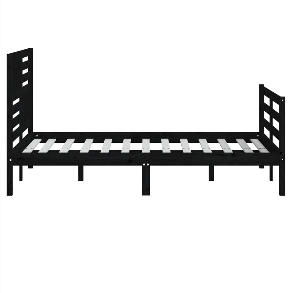 Bed Frame Black Solid Wood 120x190 cm 4FT Small Double