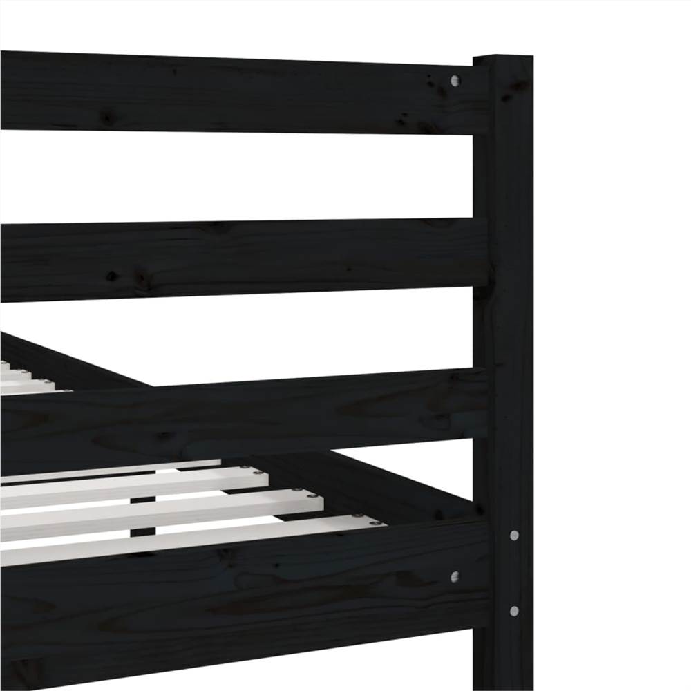 Bed Frame Black Solid Wood 120x190 cm 4FT Small Double
