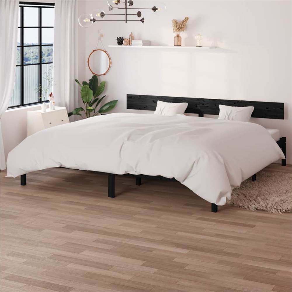 

Bed Frame Black Solid Wood Pine 180x200 cm Super King