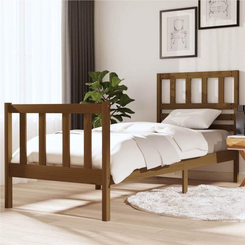 

Bed Frame Honey Brown Solid Wood 75x190 cm 2FT6 Small Single