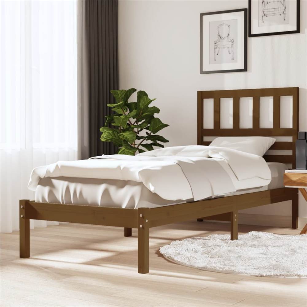

Bed Frame Honey Brown Solid Wood Pine 75x190 cm Small Single