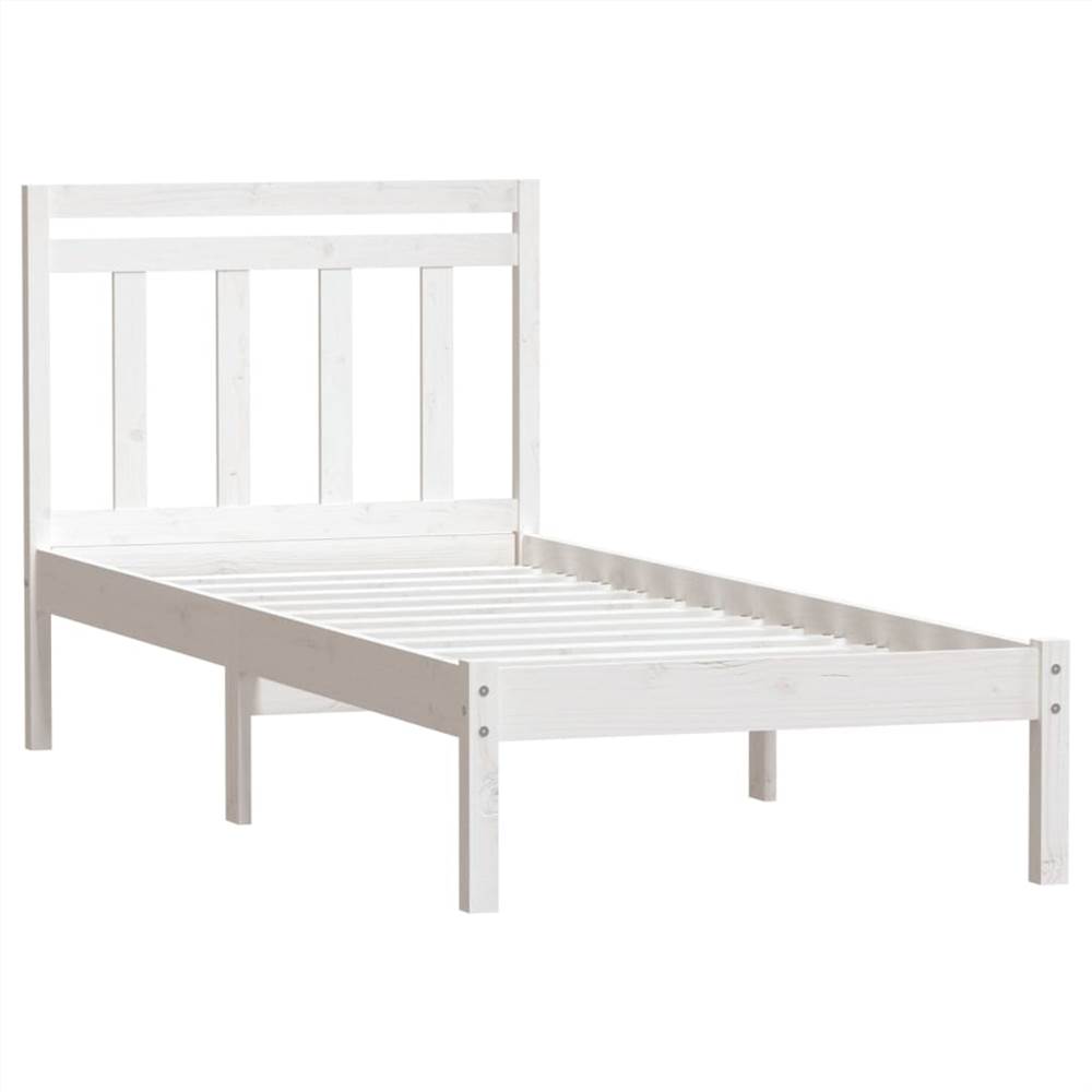 Bed Frame White Solid Wood 90x200 cm 3FT Single