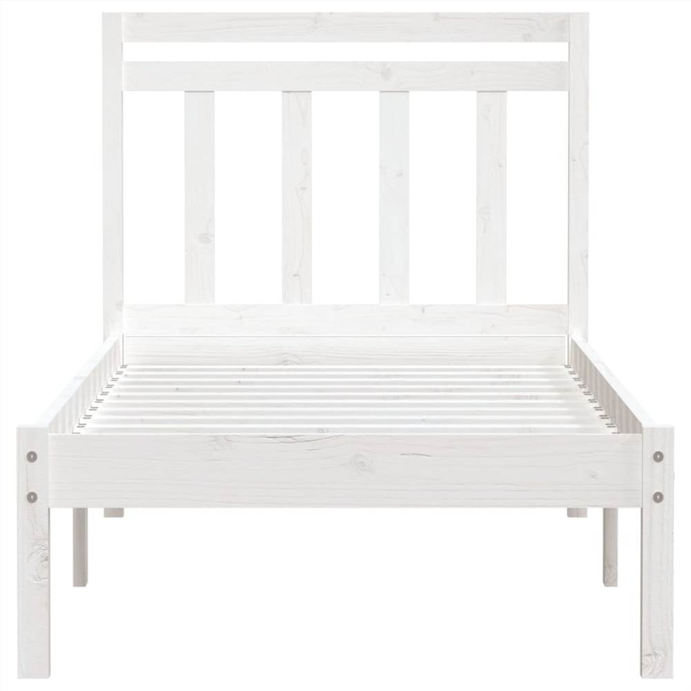 Bed Frame White Solid Wood 90x200 cm 3FT Single