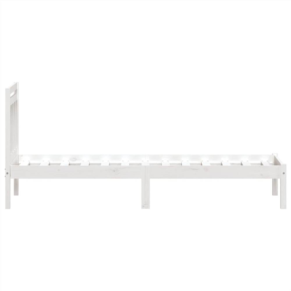 Bed Frame White Solid Wood 90x200 cm 3FT Single