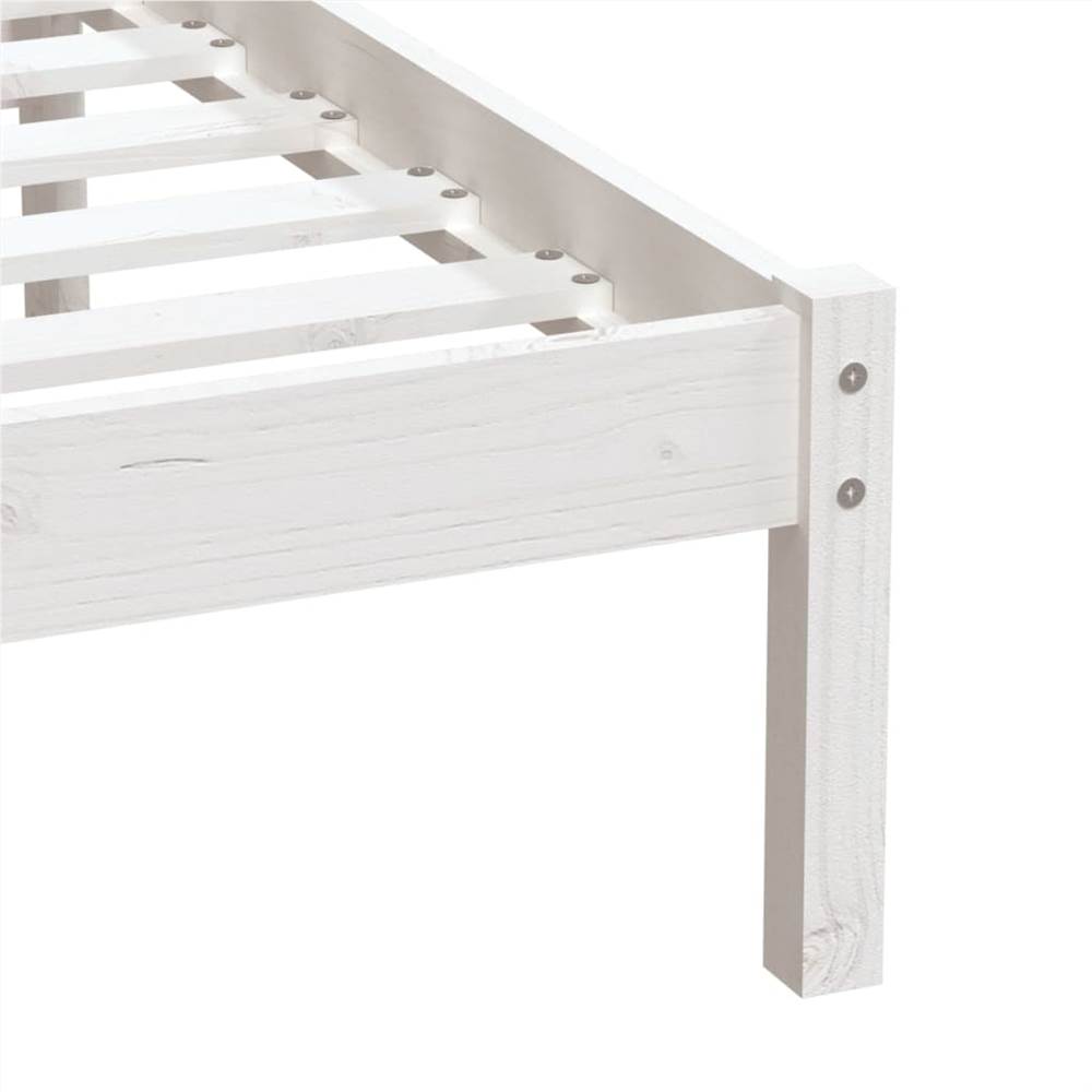 Bed Frame White Solid Wood 90x200 cm 3FT Single