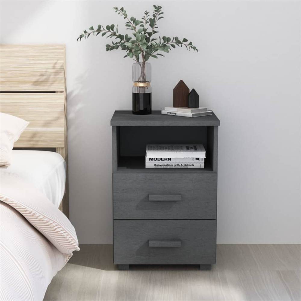 

Bedside Cabinet Dark Grey 40x35x62 cm Solid Wood Pine