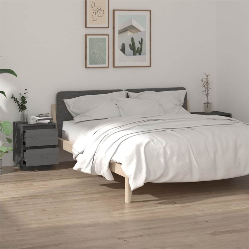 

Bedside Cabinets 2 pcs Grey 40x35x50 cm Solid Wood Pine