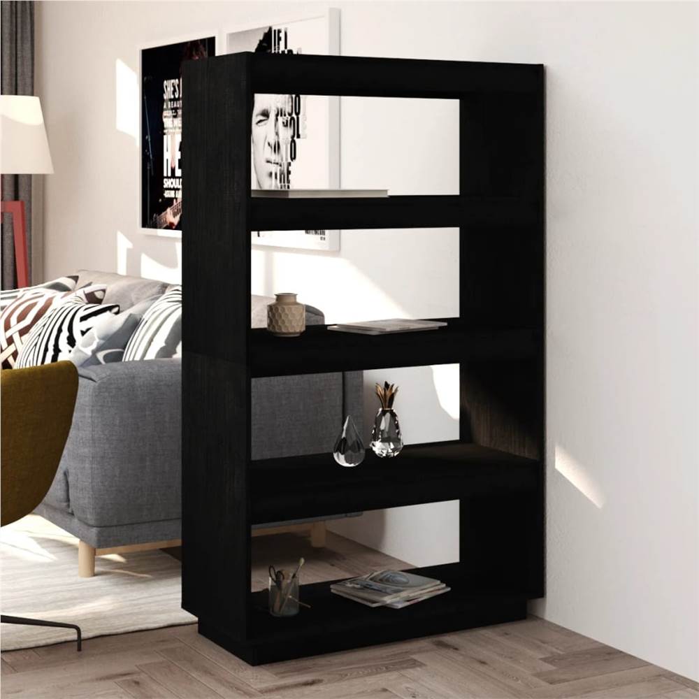 

Book Cabinet/Room Divider Black 80x35x135 cm Solid Pinewood