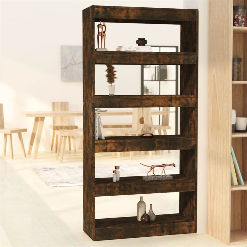 

Book Cabinet/Room Divider Smoked Oak 80x30x166 cm Chipboard