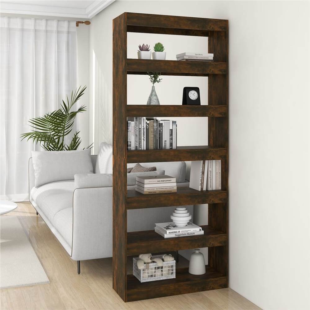 

Book Cabinet/Room Divider Smoked Oak 80x30x198 cm Chipboard