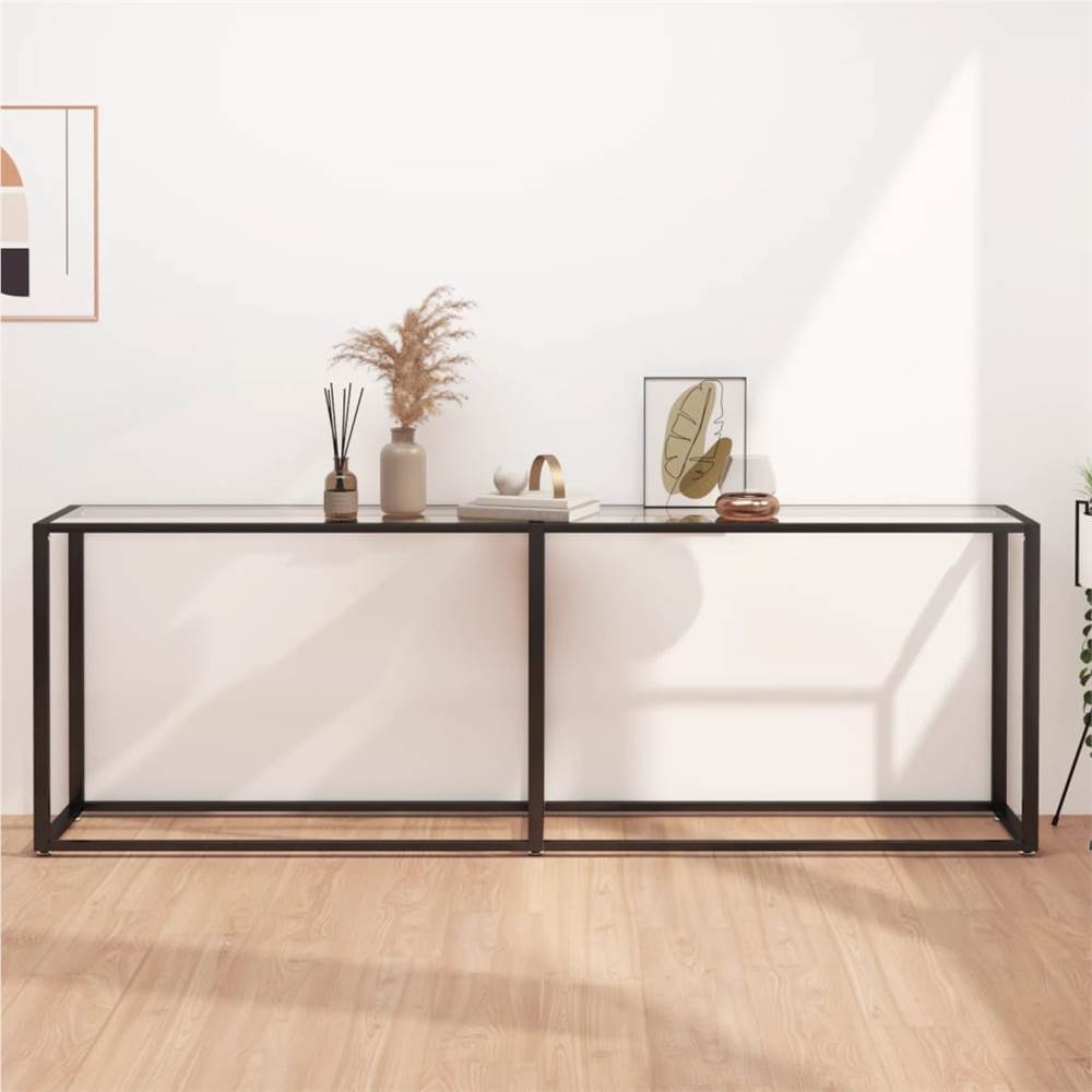 Console Table Transparent 220x35x75.5cm Tempered Glass