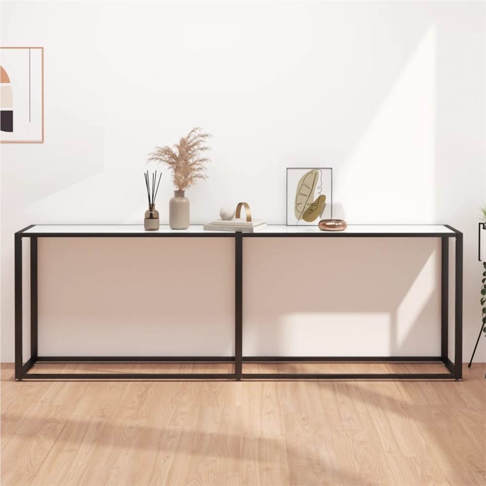 

Console Table White Marble 220x35x75.5cm Tempered Glass