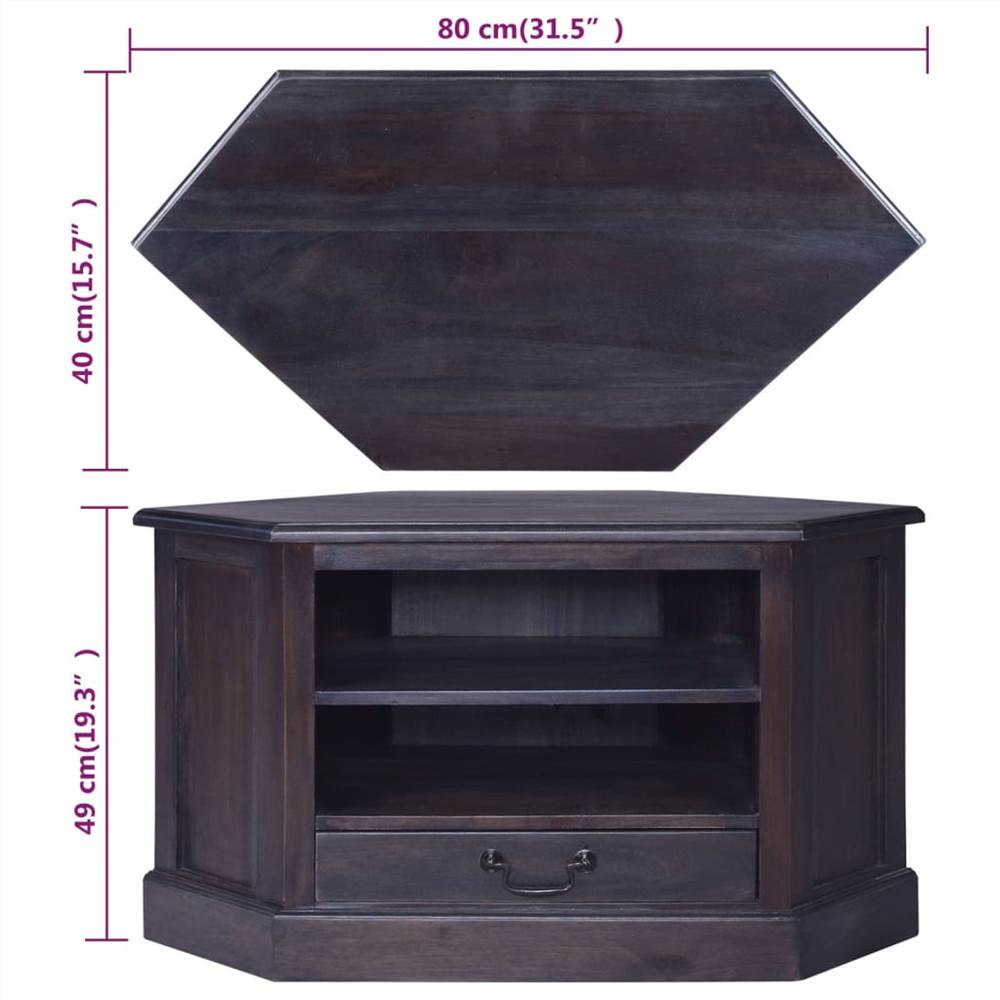 Corner TV Cabinet Light Black 80x40x49 cm Solid Wood Mahogany
